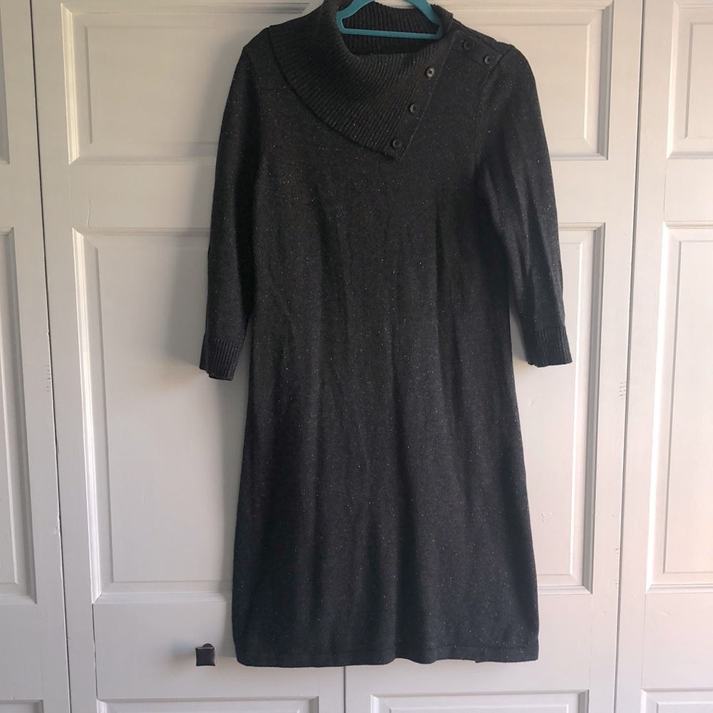 Talbots Gray Knit Sweater Dress